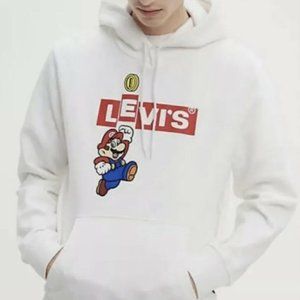 Levi's x Nintendo Super Mario Bros Graphic Sweatshirt Hoodie White Small…